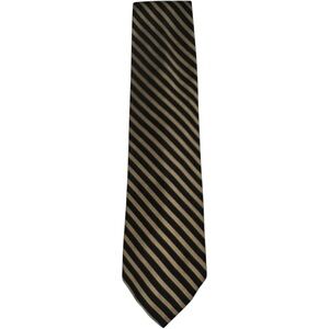 Donna Karan New York Silk Tie Black Gold Stripe Red Accent Classic Mens